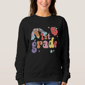 Sweatshirt Enfants Bonjour 1re année Rétro Mignon Enseignant