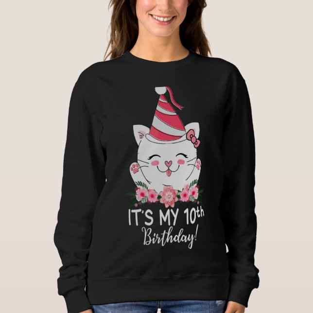 Sweatshirt Enfants C'Est Mon 10e anniversaire Kitty Chat 10 a (Devant)