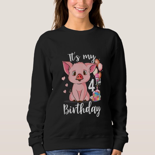 Sweatshirt Enfants C'est mon 4e anniversaire de mignons cocho (Devant)