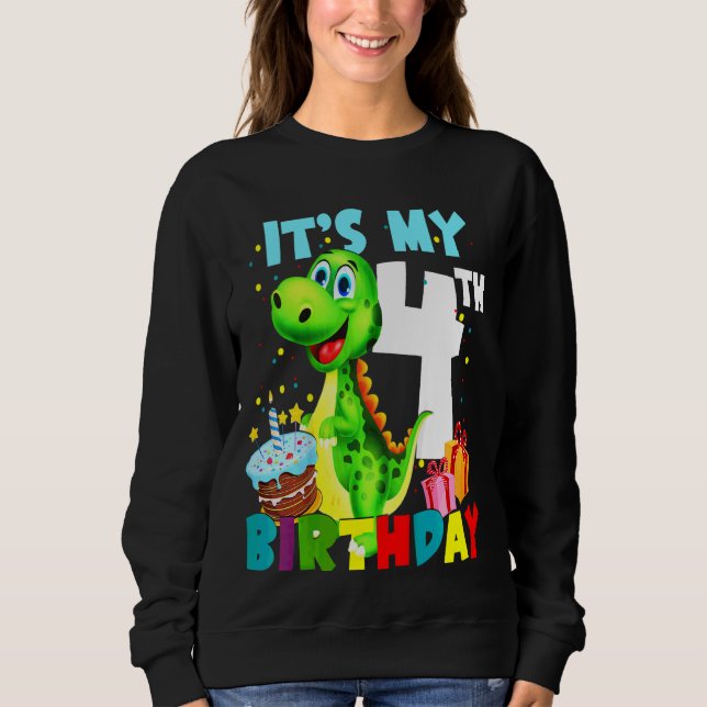 Sweatshirt Enfants C'Est Mon 4e Anniversaire Garçons Heureux  (Devant)