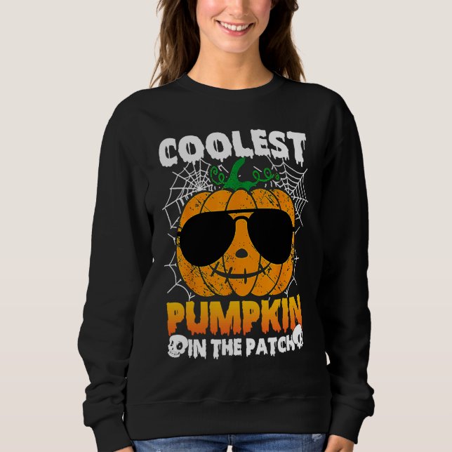Sweatshirt Enfants Citrouille la plus cool dans le patch toil (Devant)