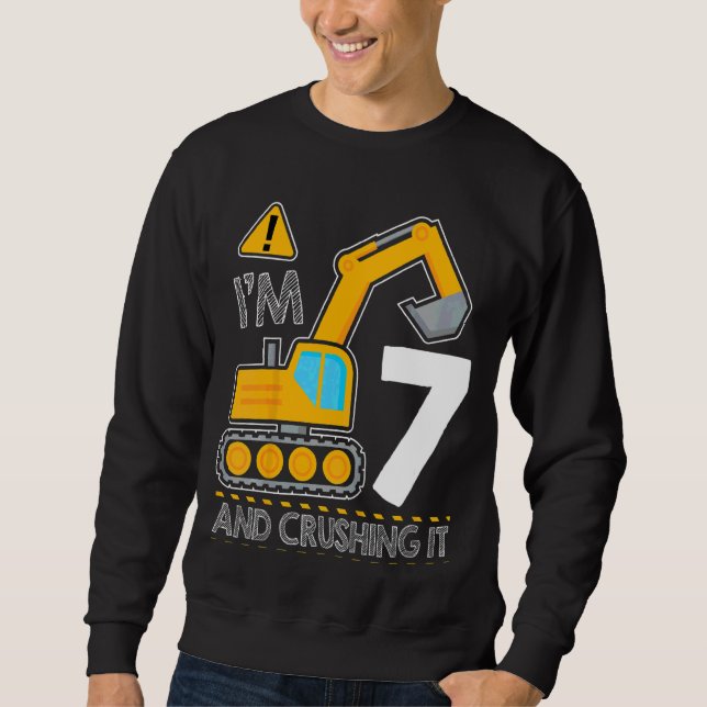 Sweatshirt Enfants Construction Camion 7e anniversaire J'ai 7 (Devant)