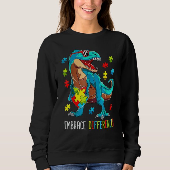 Sweatshirt Enfants Dinosaur Trex Embrace Différences Autisme  (Devant)