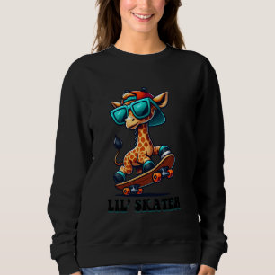 Sweatshirt Enfants Girafe Sur Un Skateboard Skateur Garçons