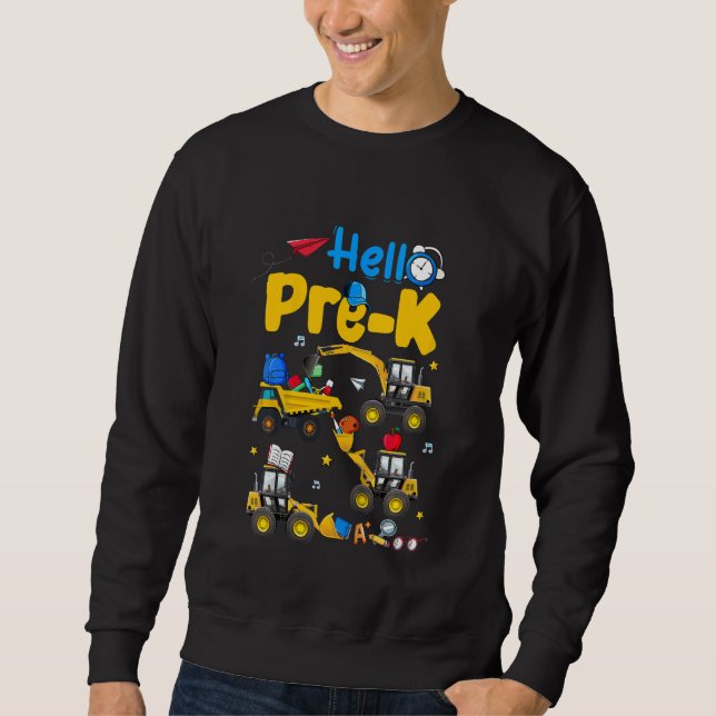 Sweatshirt Enfants Hello PreK Construction Camion Pré K Garço (Devant)