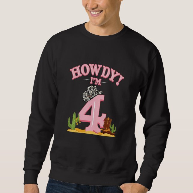 Sweatshirt Enfants Howdy Cowgirl 4e anniversaire Western Pays (Devant)