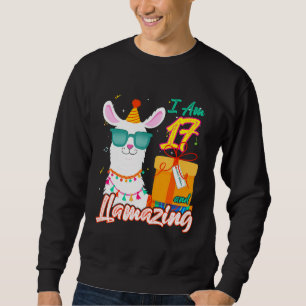 Sweatshirt Enfants I Am 17 Years and Llamazing Llama 17th Bi
