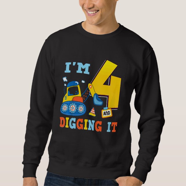 Sweatshirt Enfants J'ai 4 ans et creuser la construction du 4 (Devant)