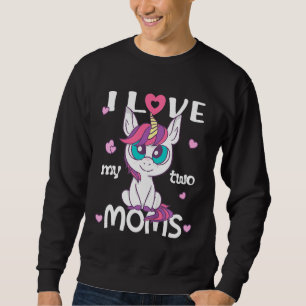 Sweatshirt Enfants J'aime mes deux mères Moms Unicorn Lesbian