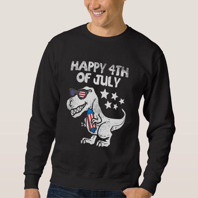 Sweatshirt Enfants Joyeux 4 juillet Garçons Toddler Trex Dino (Devant)