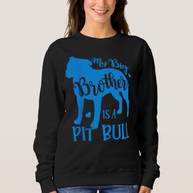 Sweatshirt Enfants Mon Grand Frère Mignonne Est Un Pitbull Po (Devant)