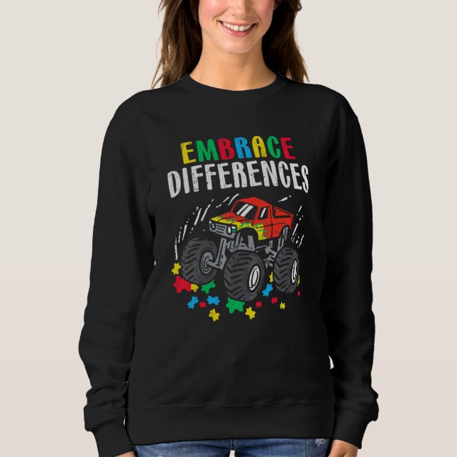Sweatshirt Enfants Monster Truck Embrasser les différences Au (Devant)