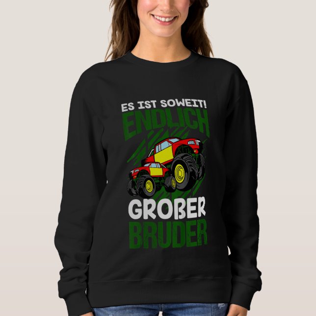 Sweatshirt Enfants Monster Truck Enfin Big Brother Pour Garço (Devant)