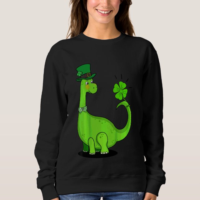Sweatshirt Enfants St Patrick's Day Trex Dinosaur Irlandais G (Devant)