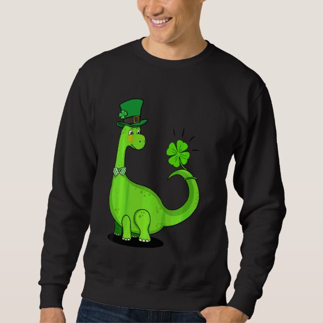 Sweatshirt Enfants St Patrick's Day Trex Dinosaur Irlandais G (Devant)