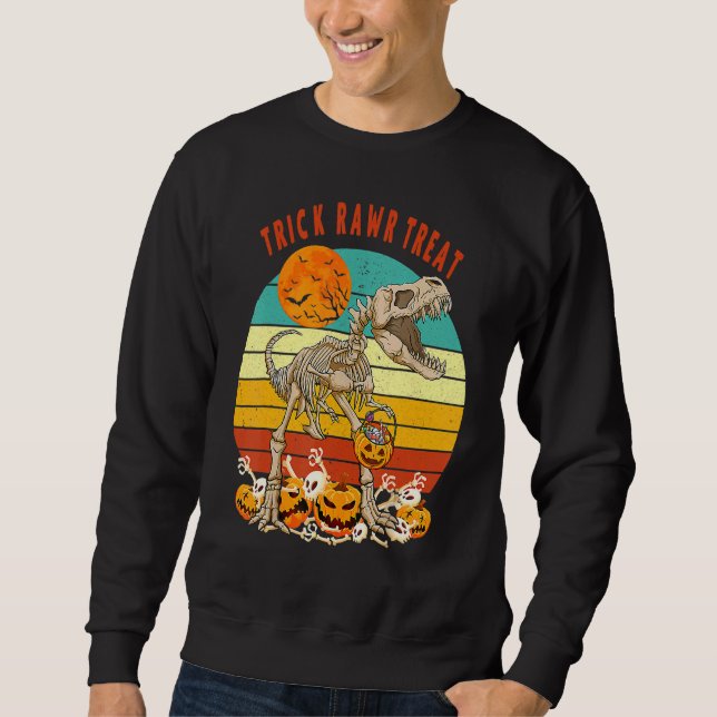 Sweatshirt Enfants Trick Rawr Treat Skeleton Dino Toddler Gar (Devant)