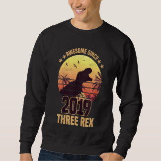 Sweatshirt Enfants Trois Rex 3e Anniversaire Dinosaur 3 Anniv