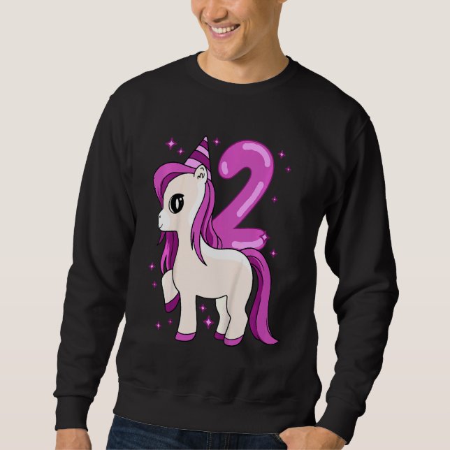Sweatshirt Enfants Unicorn 2 ans Anniversaire (Devant)