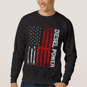 Sweatshirt Engin de déplacement mécanique diesel Drapeau amér