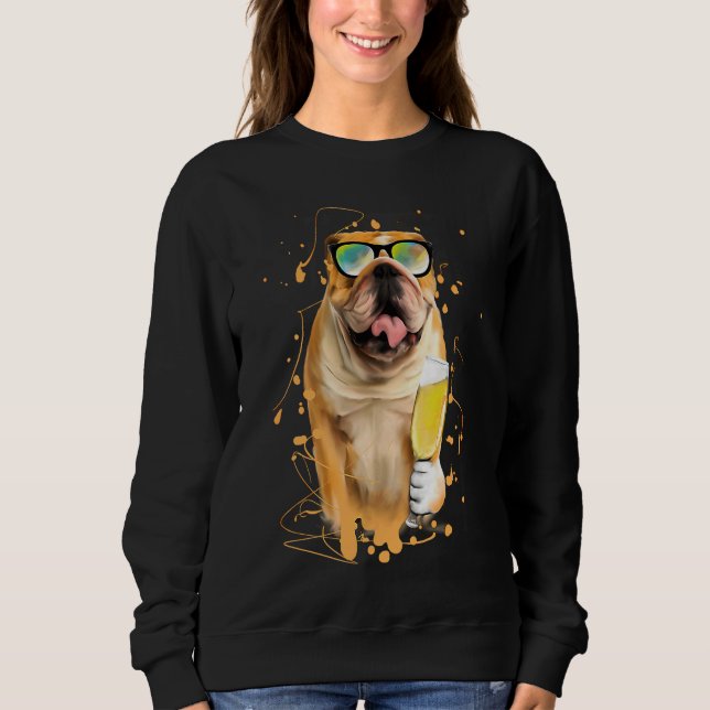 Sweatshirt English Bulldog  Dog Illustration Owner (Devant)