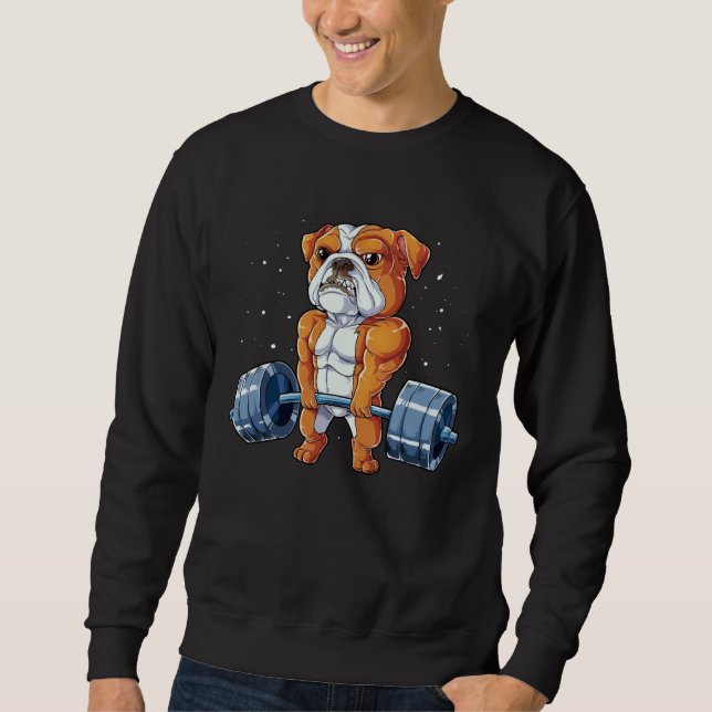 Sweatshirt English Bulldog Weightlifting  Deadlift Men Fitnes (Devant)