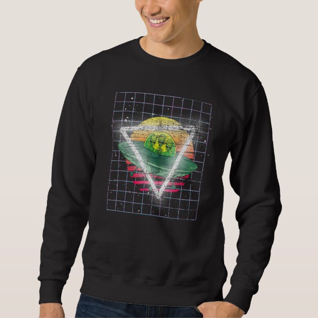Sweatshirt Enlèvement Alien Croyant Ufo Rétro Coucher de Sole (Devant)