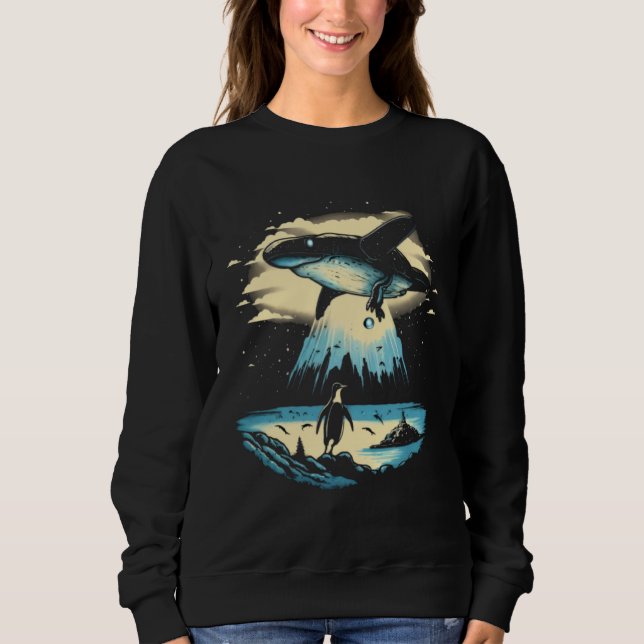Sweatshirt Enlèvement Alien Manchot UFO Vaisseau Spatial Extr (Devant)