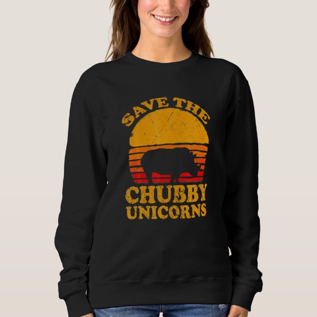 Sweatshirt Enregistrer Le Style Rétro De Chubby-Unicorns-Rhin (Devant)