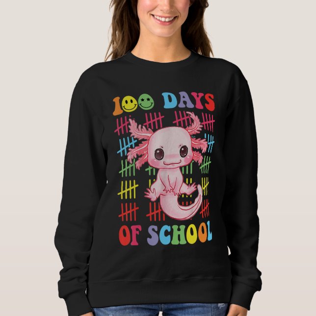 Sweatshirt Enseignant 100 jours d'école Axolotl 100 jours heu (Devant)