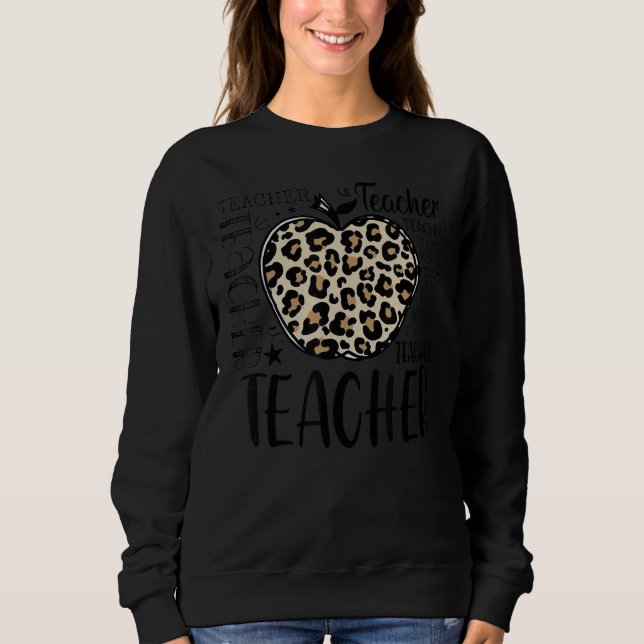 Sweatshirt Enseignant Apple Leopard Enseigner Inspirer Respon (Devant)