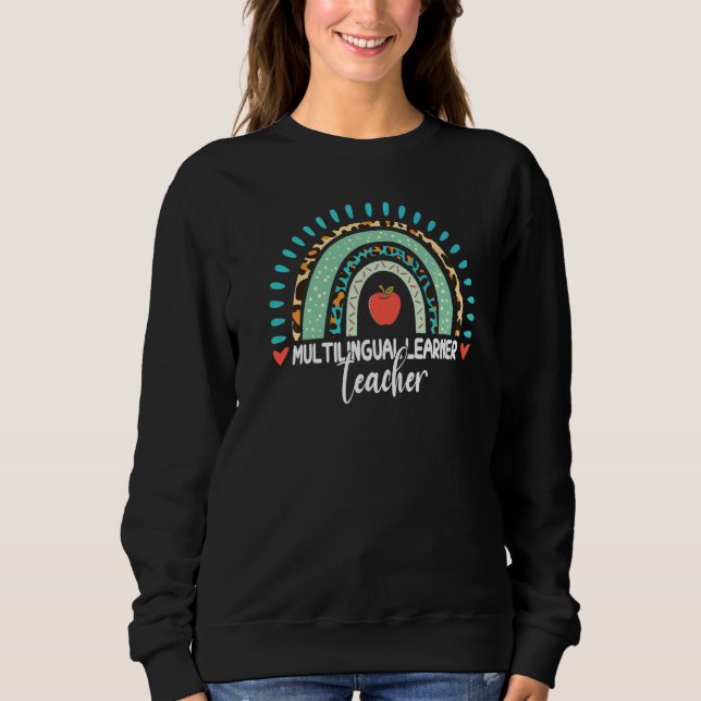 Sweatshirt Enseignant Apprenant Multilingue Léopard Arc-en-ci (Devant)