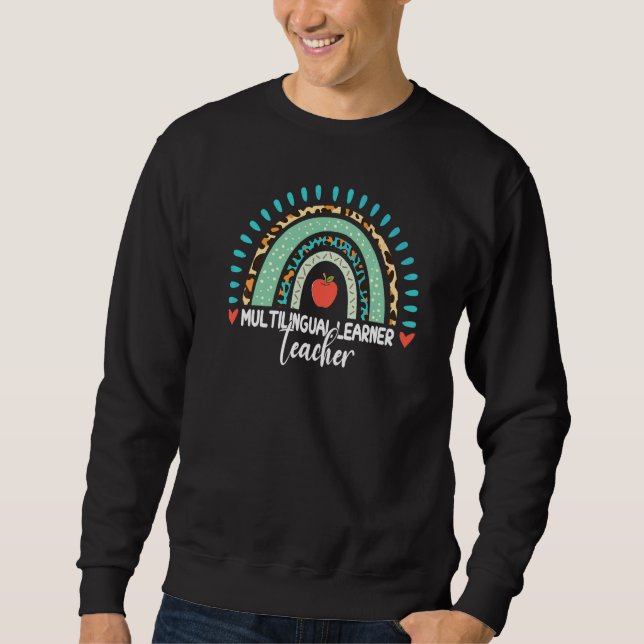 Sweatshirt Enseignant Apprenant Multilingue Léopard Arc-en-ci (Devant)