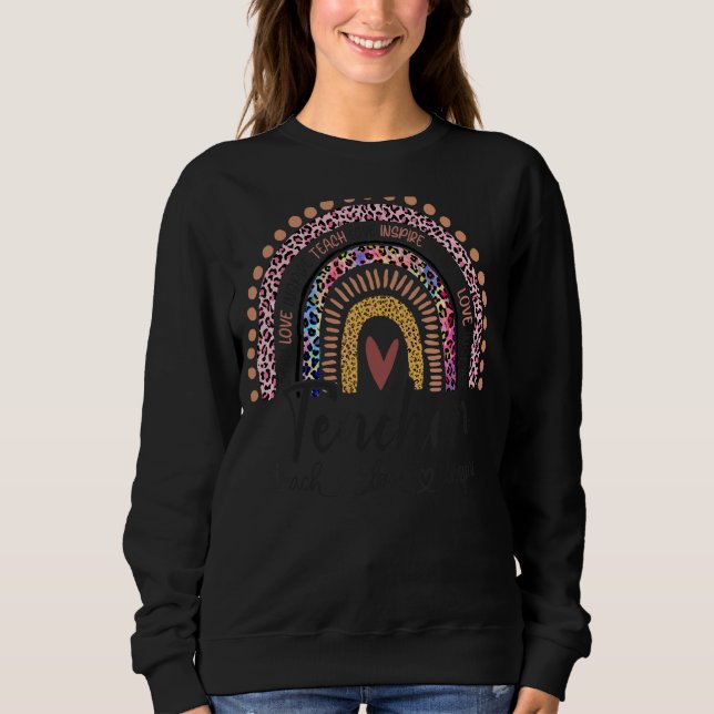 Sweatshirt Enseignant Apprendre L'Amour Inspirer Leopard Rain (Devant)