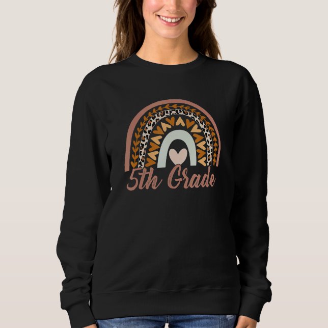 Sweatshirt Enseignant Arc-en-ciel Léopard 5e Année Rentree Sc (Devant)