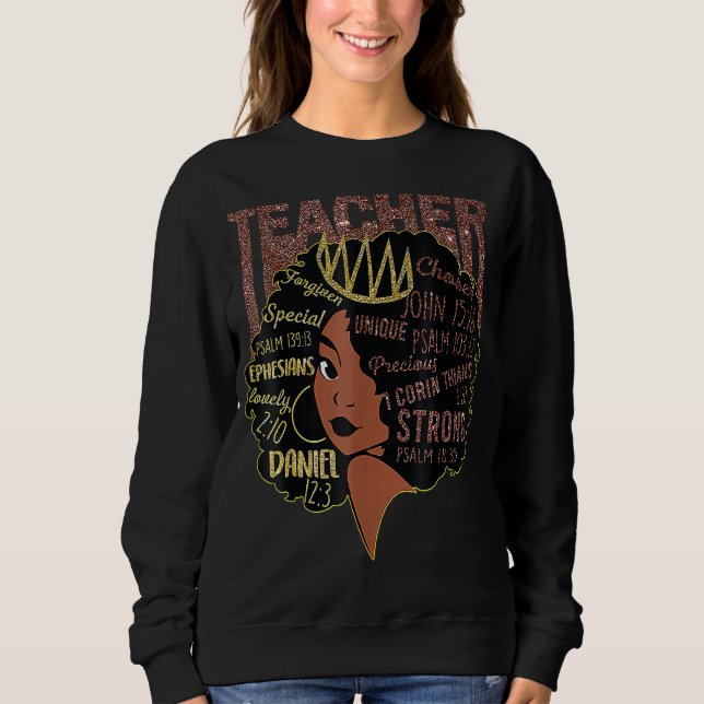 Sweatshirt Enseignant Black Afro Melanin Queen African Black  (Devant)