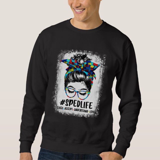Sweatshirt Enseignant Blanchi Fouillis Chignon Éducation Spéc (Devant)