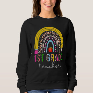Sweatshirt Enseignant de 1re année Crayon arc-en-ciel mignon 