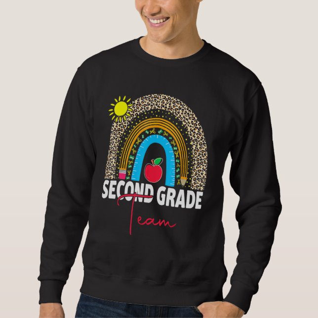 Sweatshirt Enseignant de 2e année Arc-en-ciel Retour à l'écol (Devant)