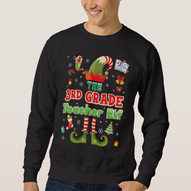 Sweatshirt Enseignant de 3e année Elf Squad Noël Troisième Sw (Devant)