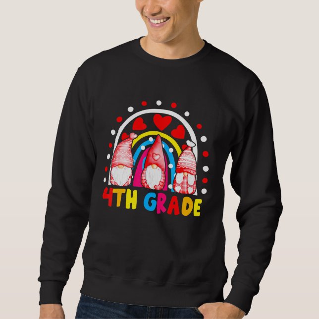 Sweatshirt Enseignant de 4e année Gnomes Arc-en-ciel Le premi (Devant)