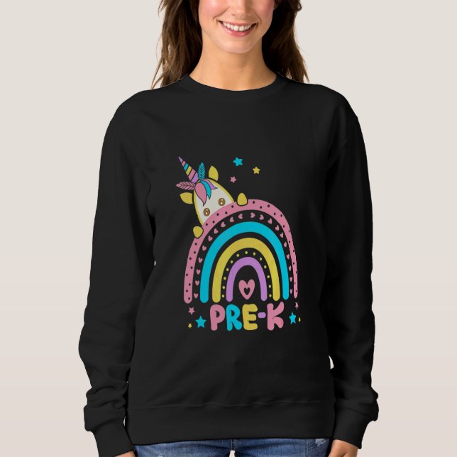 Sweatshirt Enseignant de maternelle Léopard arc-en-ciel Rentr (Devant)