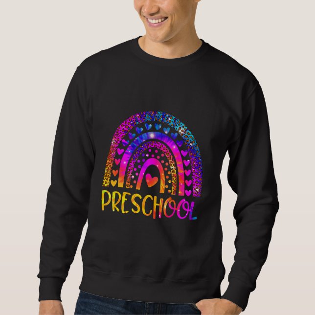 Sweatshirt Enseignant de maternelle Léopard Tie Dye Arc-en-ci (Devant)