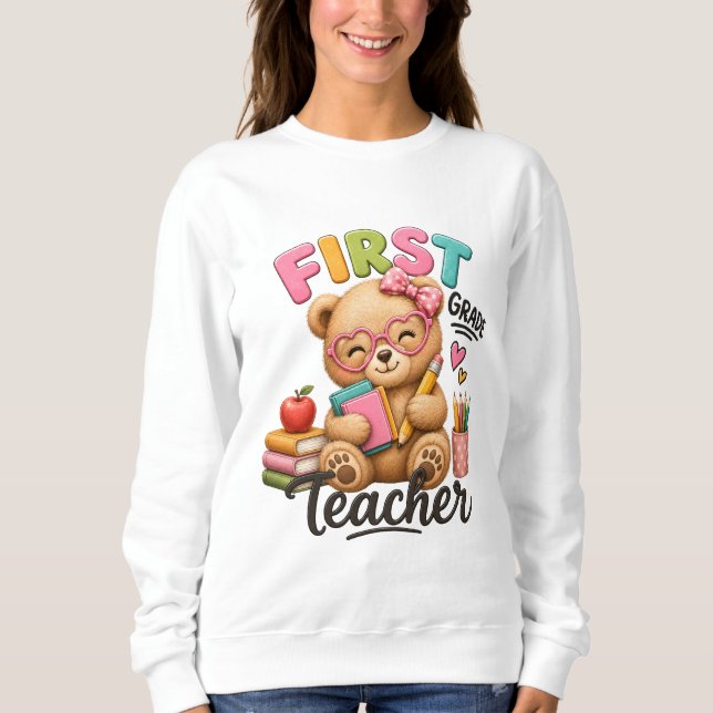Sweatshirt Enseignant de première année | Ourson mignon (Devant)