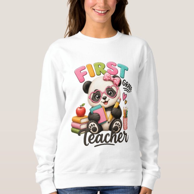 Sweatshirt Enseignant de Première Année | Panda Mignon (Devant)