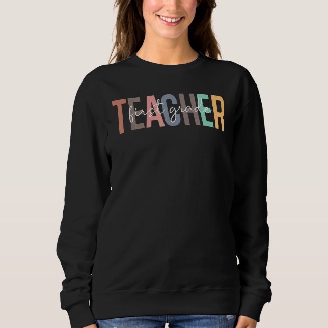 Sweatshirt Enseignant de première année Retour à l'école Prem (Devant)