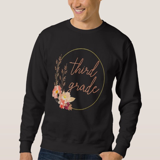 Sweatshirt Enseignant de troisième année florale Étudiant Squ (Devant)