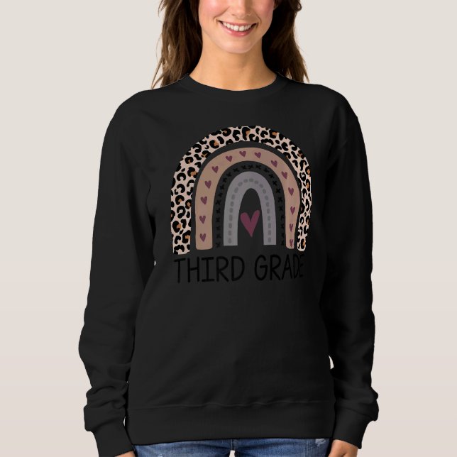 Sweatshirt Enseignant de troisième année Leopard arc-en-ciel  (Devant)
