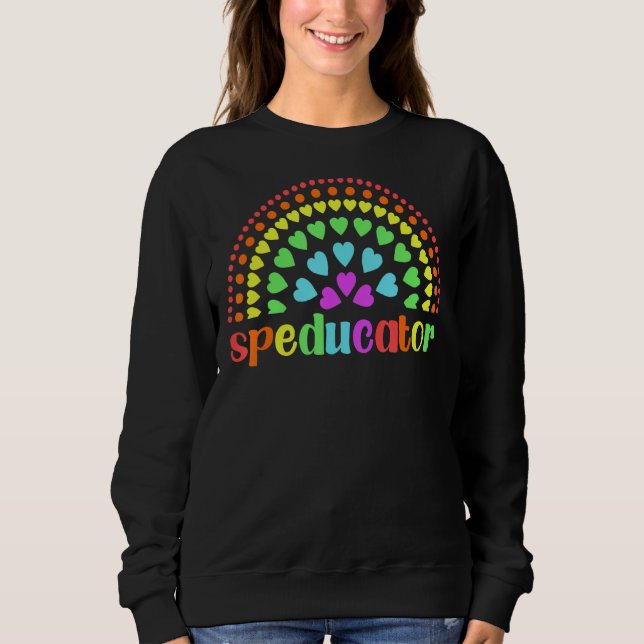 Sweatshirt Enseignant de vitesse Speducator Coeur arc-en-ciel (Devant)