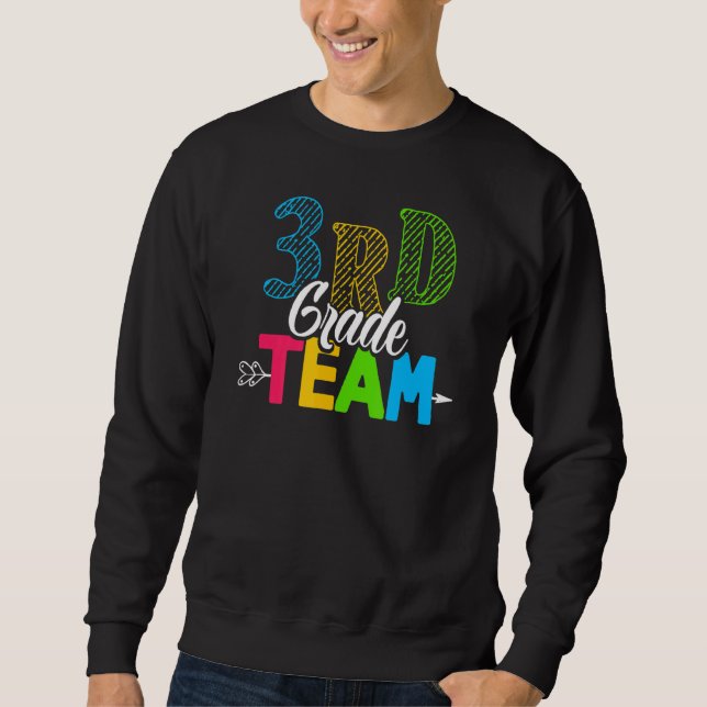 Sweatshirt Enseignant D'Équipe De 3E Année Retour Au Premier  (Devant)