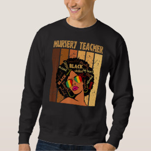 Sweatshirt Enseignant en crèche Afro Africain-Américain Noir